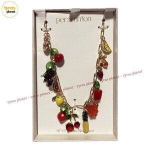 Persimmon Fruit Charm Gold-tone Necklace Tiktok Viral - NEW